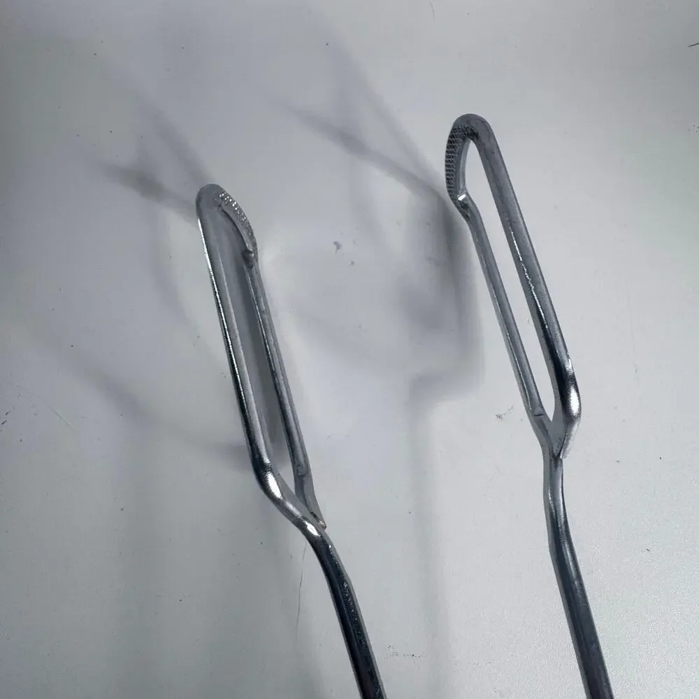 Vintage Stainless Steel Scissor Tongs Taiwan 14” White Coated Handle